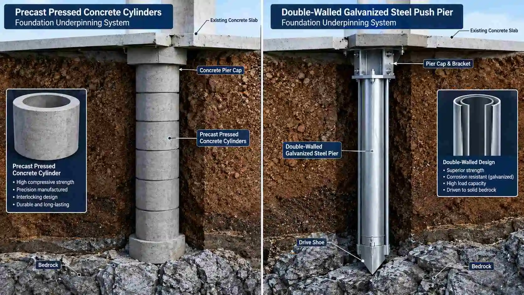 Pressed Concrete Piers vs. Steel Piers in Texas: Which Is Best for Your Soil?