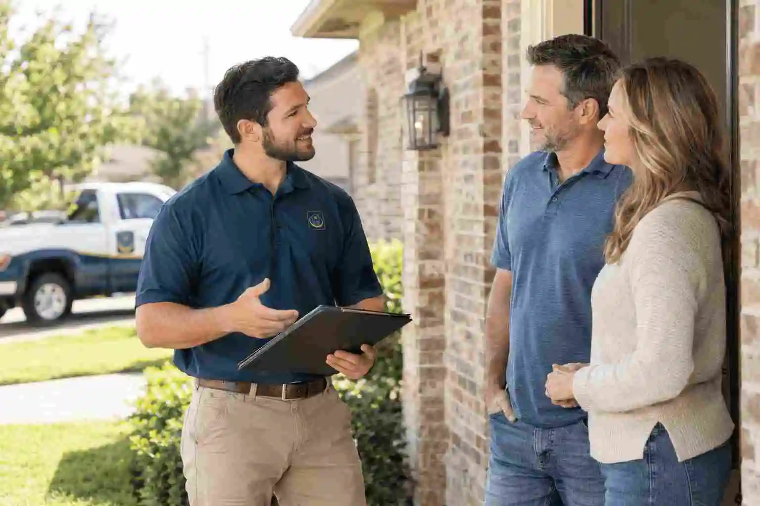 The Foundation Repair TX senior specialist conducting an in-home foundation diagnostics consultation and digital elevation survey